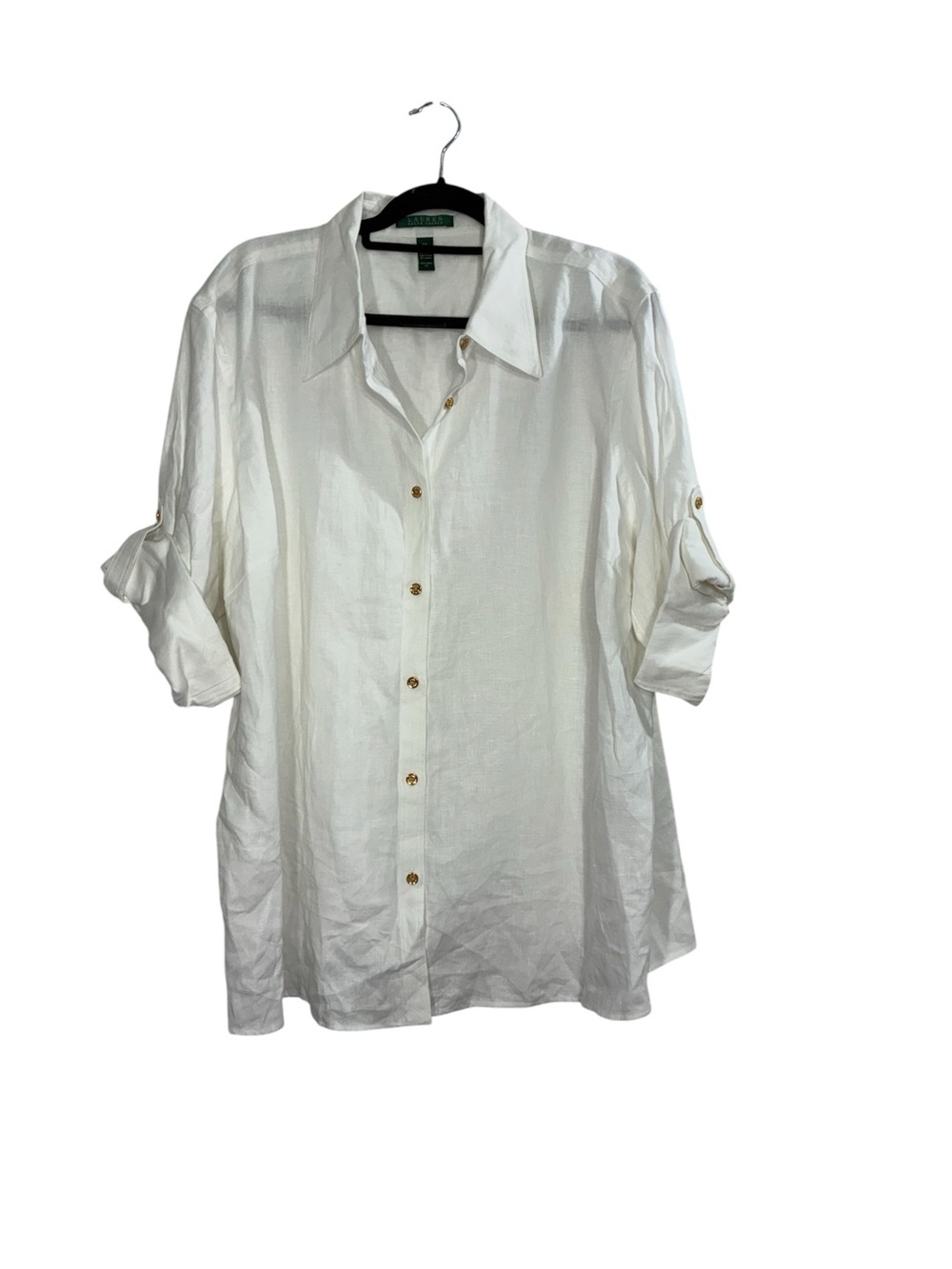 Lauren Ralph Lauren White Button-Down Linen Shirt